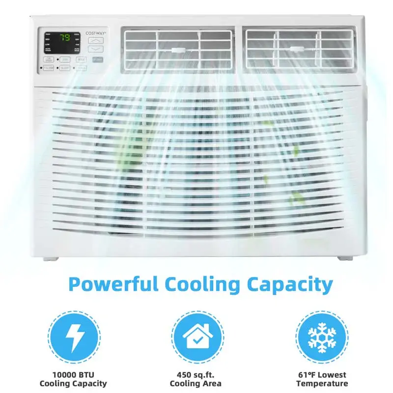 10.000 BTU leiser Fensterklimagerät mit Fernbedienung, AMP-ECO-Modus, ENERGY STAR-Zertifizierung und 3-in-1-Funktion (Kühlung, Entfeuchtung, Lüftung)