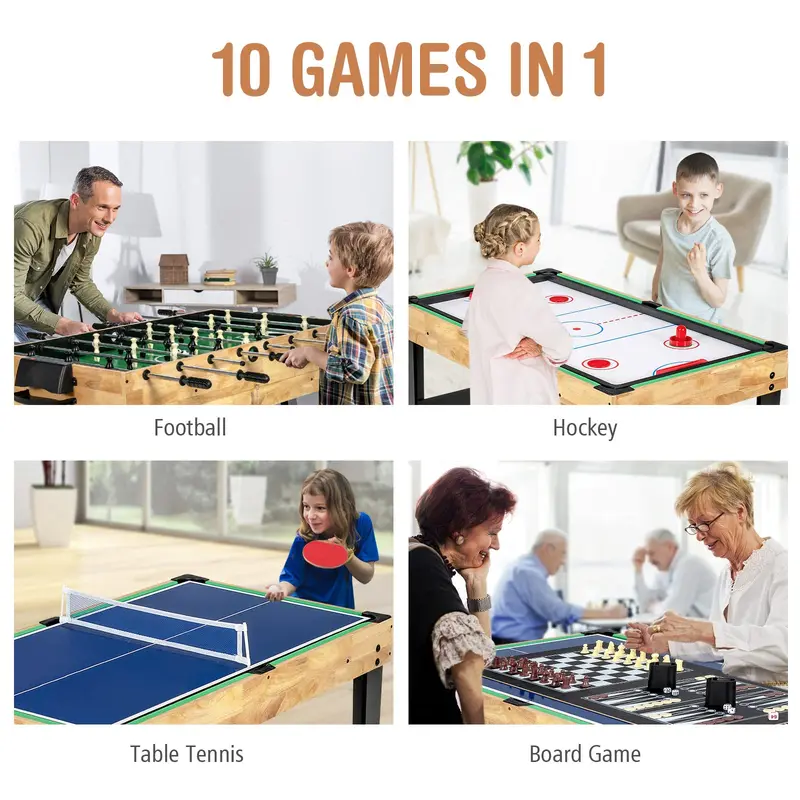10-in-1-Kombinationstisch für verschiedene Gesellschaftsspiele