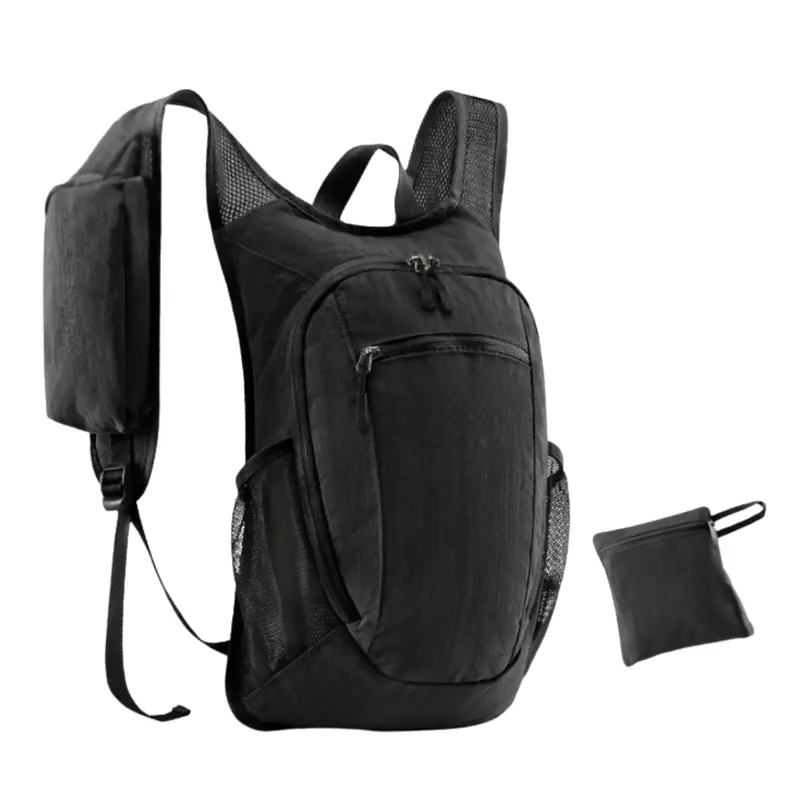10-Liter-Falt-Rucksack für Wanderungen mit Brustgurt und Gurttaschen
