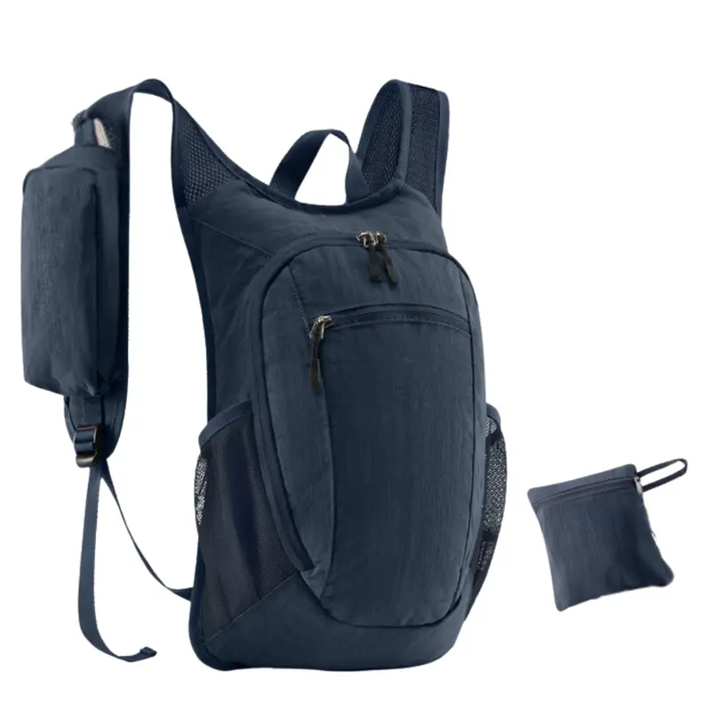 10-Liter-Falt-Rucksack für Wanderungen mit Brustgurt und Gurttaschen