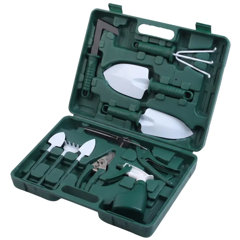 10-teiliges Gartenhandwerkzeug-Set mit Aufbewahrungsbox für Arbeiten im Garten