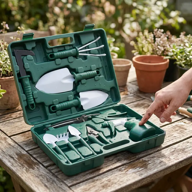 10-teiliges Gartenhandwerkzeug-Set mit Aufbewahrungsbox für Arbeiten im Garten