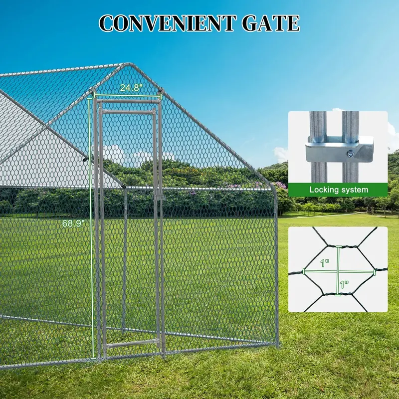 10 x 10 ft großer metallener Hühnerstall, begehbarer Geflügelkäfig mit wasserdichter Abdeckung – für Hühner, Hennen, Kaninchen, Katzen, Hunde und weitere Nutztiere; ideal für Außenbereiche, Garten, Hof und Landwirtschaft