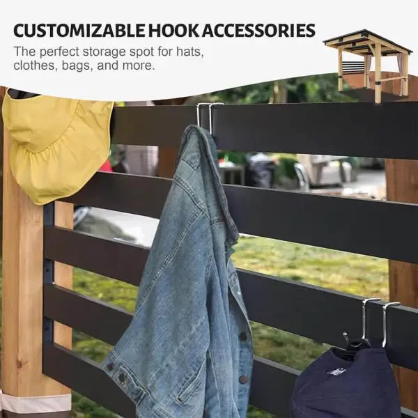 10 x 12 ft schweres Premium-Außen-Gazebo aus Zedernholz für alle Jahreszeiten mit Metall-Dach und Rückwand-Vorhängen (SAK57184)
