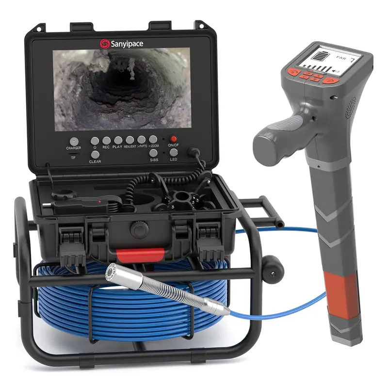 100 Fuß / 30 Meter, 23 mm / 0,9 Zoll Full-HD-Kanalinspektionskamera mit 5-fach Zoom, Abstandszähler, 9-Zoll-IPS-Bildschirm, digitalem Videorecorder und Sprachrekorder, 16 GB Speicherkarte – geeignet für Kanäle, Rohre, Lüftungskanäle und Rohrleitungssysteme 4