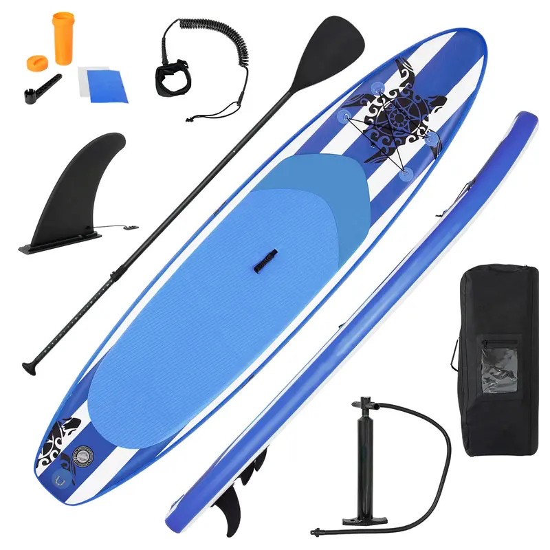 10,5 / 11 Fuß aufblasbares Stand-Up-Paddleboard (SUP), 6,5 Zoll dick mit Transporttasche
