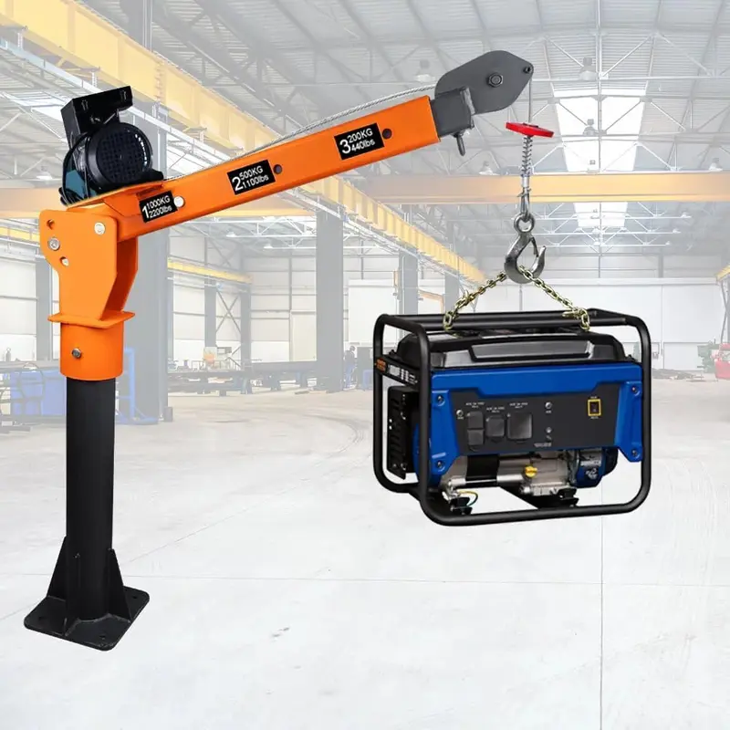 1100-lb-Klappbarer, zerlegbarer Haushalts-Hebezeugkran mit elektrischem Hebezeug (110 V) – 880 lb Zugkraft, Auslegerkrane für Fabrik, Lagerhalle und Baustelle