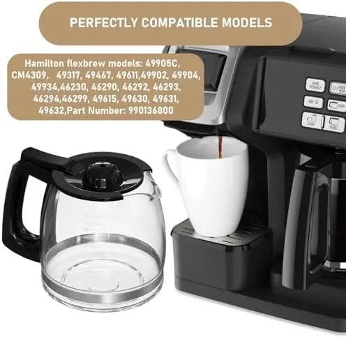 12-Tassen-Ersatz-Kaffeekanne für Hamilton Beach-Kaffeemaschinen (Modelle 49902, 49915, 49905C, CM4309, 49317, 49467, 49611, 49904, 49934, 46230, 46290, 46293, 46294, 46299)