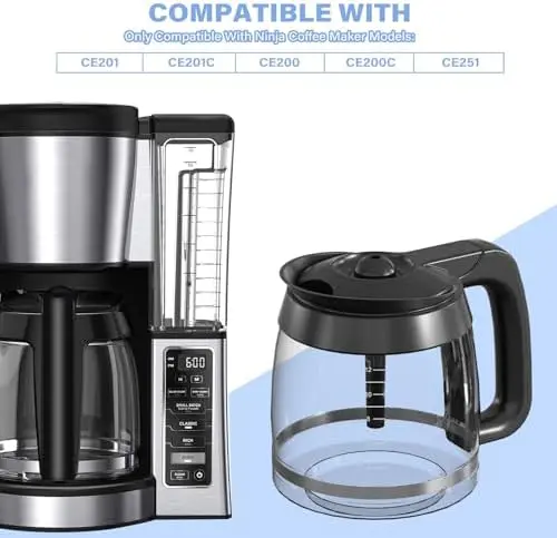 12-Tassen-Kaffeekanne als Ersatz für Ninja-Kaffeemaschinen-Modelle CE251, CE201, CE201C, CE200, CE200C, Modellnummer XGLSLID200 2