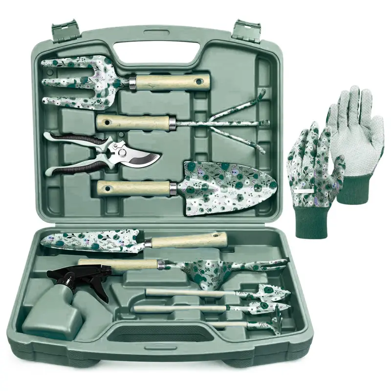 12-teiliges Gartengerät-Set mit inkludiertem Tragetasche für Gartenarbeiten