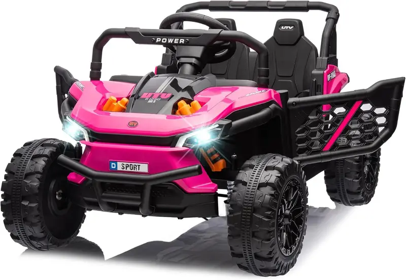 12-Volt-UTV-Roller – Elektrisches Kinderfahrzeug mit Einzelsitz, elterlicher Fernbedienung, klappbaren Türen, LED-Leuchten und Bluetooth-MP3-Player (weiß) 2