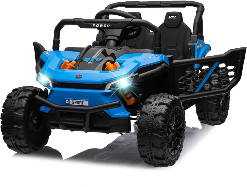 12-Volt-UTV-Roller – Elektrisches Kinderfahrzeug mit Einzelsitz, elterlicher Fernbedienung, klappbaren Türen, LED-Leuchten und Bluetooth-MP3-Player (weiß)