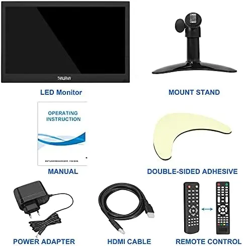 13,3-Zoll-Kleinmonitor für PC – Mini-LED-Monitor mit 1366 × 768 Auflösung, HDMI-, VGA-, AV- und BNC-Eingang sowie USB-Anschluss – geeignet für Fire Stick, Computer, Xbox und Raspberry Pi mit integrierten Lautsprechern