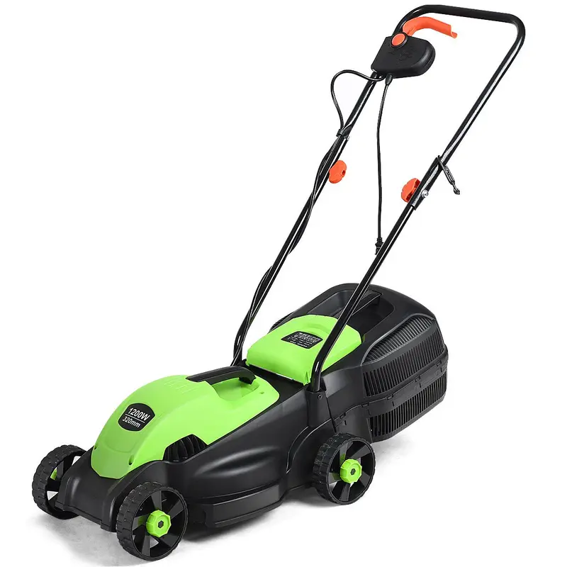14-Zoll-Rasenmäher mit 12 A, inkl. Grassammelbehälter, klappbarem Griff und elektrischem Antrieb (Netzbetrieb)