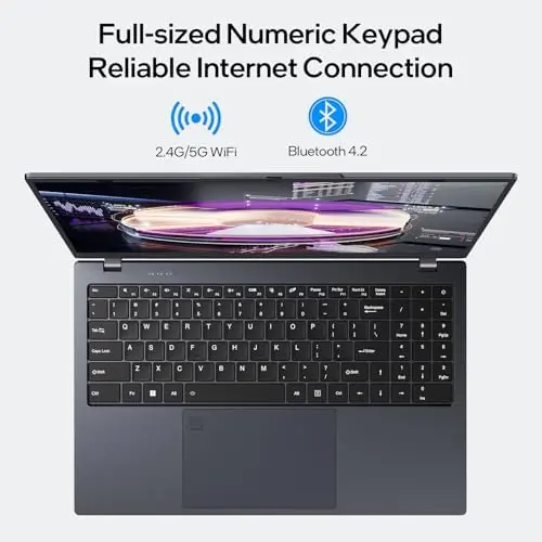 15,6-Zoll-Windows-11-Laptop mit 16 GB RAM, 512 GB SSD, Full-HD-IPS-Display, Intel-N5095-Vierkernprozessor, 2,4/5-GHz-WLAN, Bluetooth 4.2, Hintergrundbeleuchtung und Fingerabdrucksensor – leicht und portabel