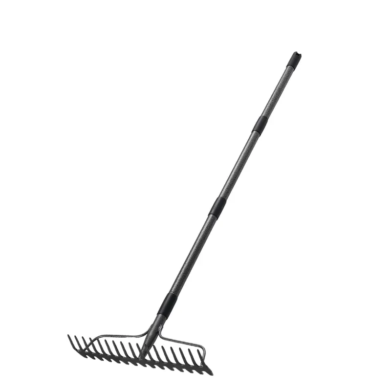 17-Zinken-Metall-Gartenrechen mit Edelstahl-Griff, robustes Werkzeug