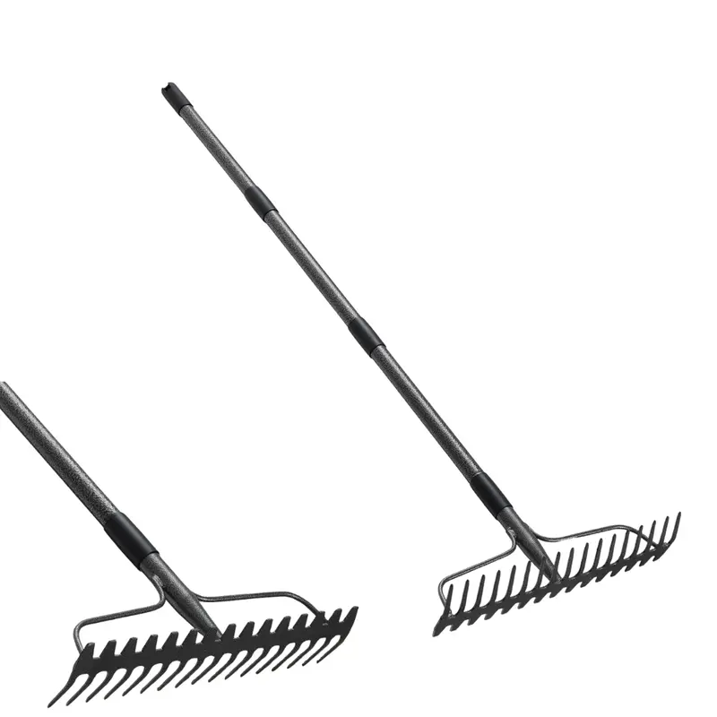 17-Zinken-Metall-Gartenrechen mit Edelstahl-Griff, robustes Werkzeug 2