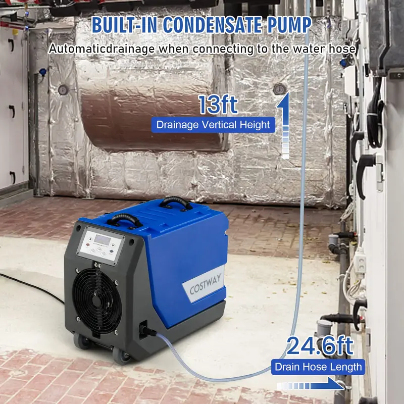 180-Pinten/Tag-Gewerbede-humidifier, Industrie-Dehumidifier mit 7,5 m Schlauchlänge – für Keller, Lagerhallen u. a.