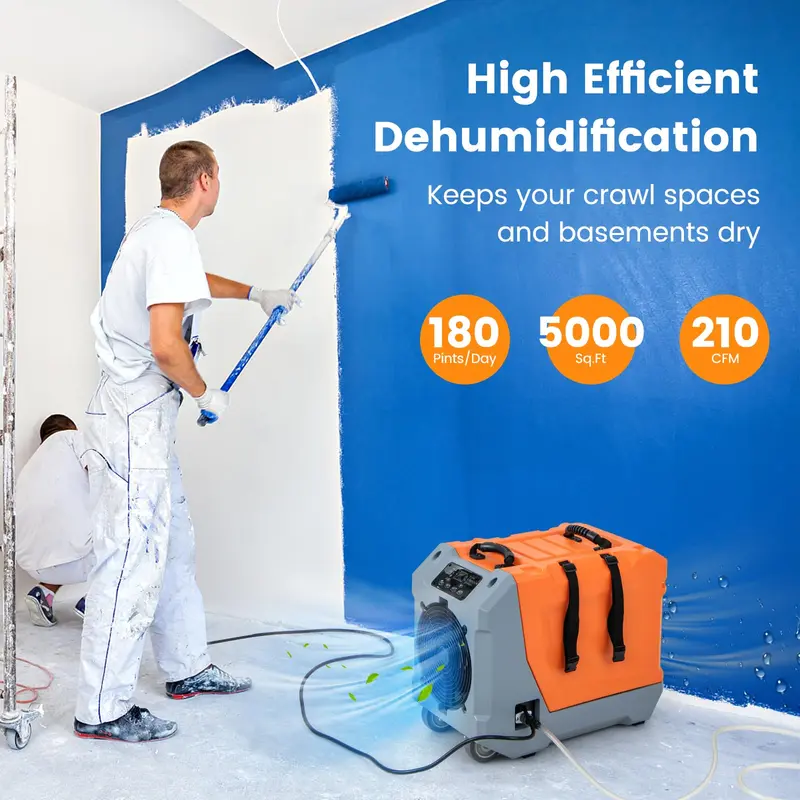 180-Pinten/Tag-Kriechkeller-Entfeuchter mit Pumpe, Abflusschlauch, automatischer Abtau-Funktion und 6.000 sq. ft. Leistungsstärke – professioneller Entfeuchter für Keller