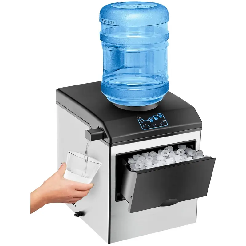 2-in-1-Aufsatz-Eisbereiter mit Wasserspender-Kombination, 48 lbs/24 h, 3 Eiswürfelgrößen (S/M/L) in Kugelform 2
