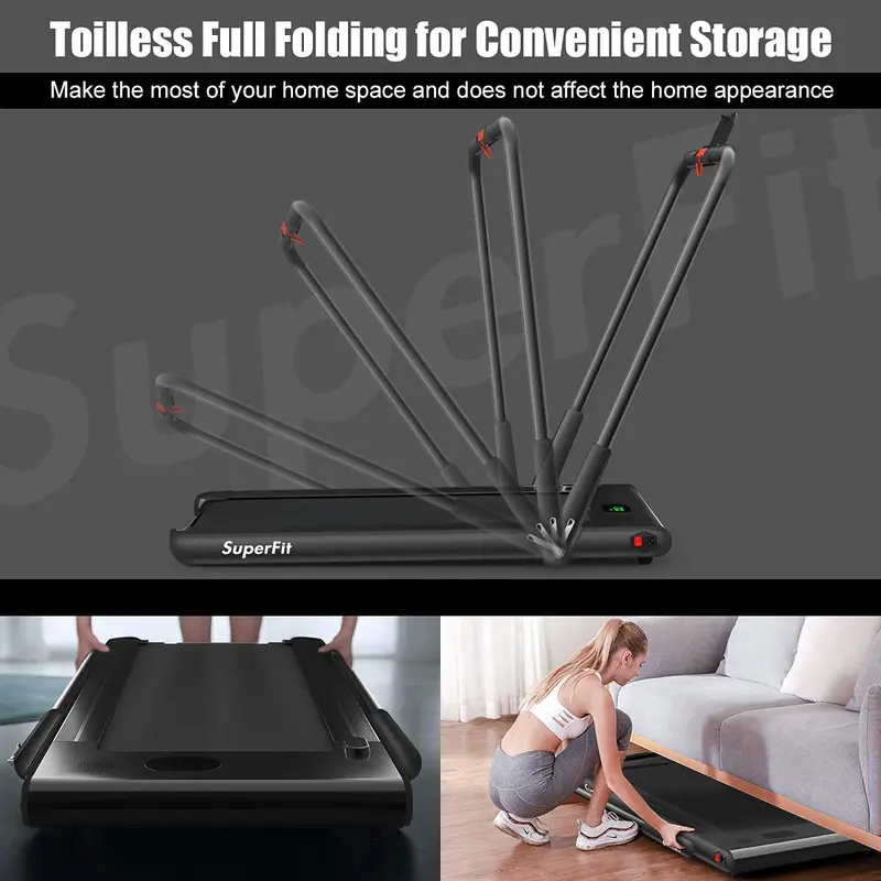 2-in-1-Klapp-Laufband, 2,25-PS-Unter-Schreibtisch-elektrisches Superfit-Laufband