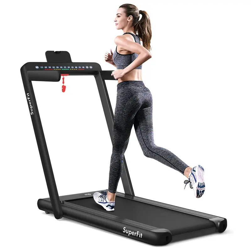 2-in-1-Klapp-Laufband mit Doppelanzeige und 2,25-PS-Superfit-Untertisch-Elektropad