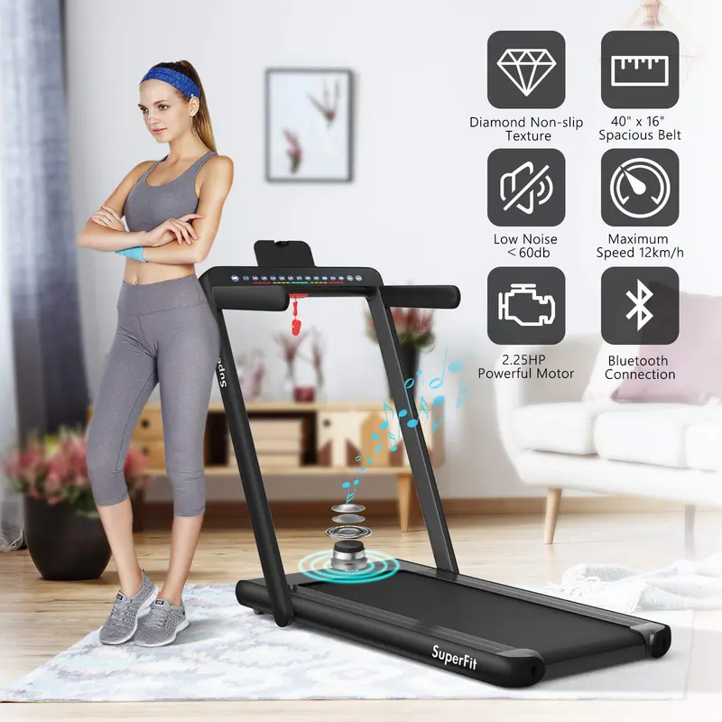2-in-1-Klapp-Laufband mit Doppelanzeige und 2,25-PS-Superfit-Untertisch-Elektropad 2