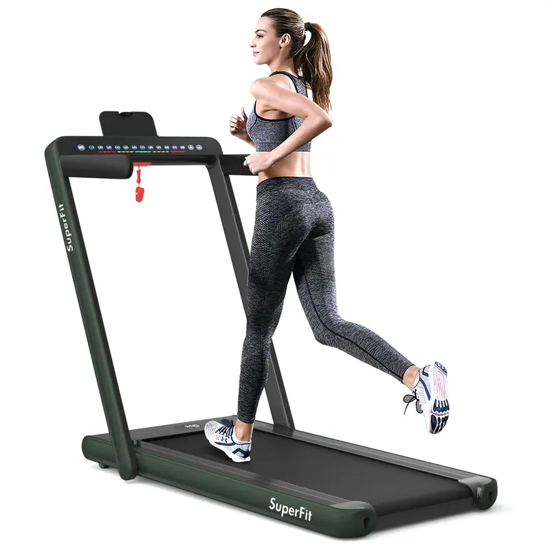 2-in-1-Klapp-Laufband mit Doppelanzeige und 2,25-PS-Superfit-Untertisch-Elektropad