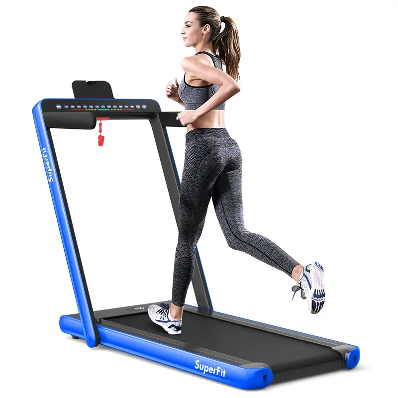 2-in-1-Klapp-Laufband mit Doppelanzeige und 2,25-PS-Superfit-Untertisch-Elektropad