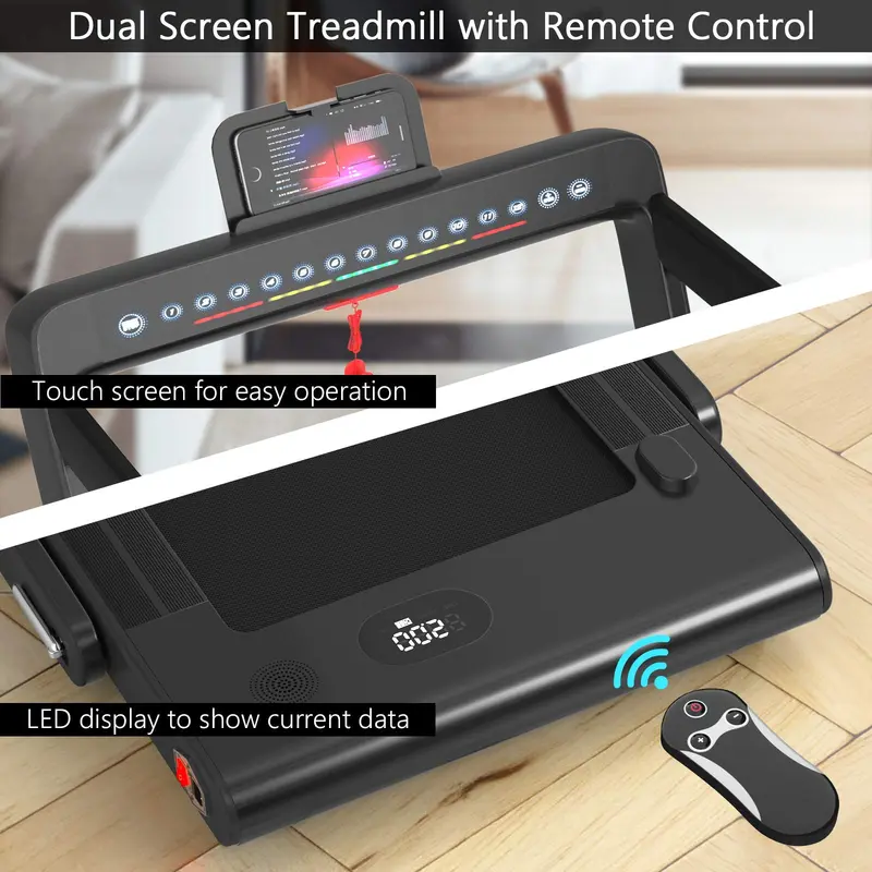 2-in-1-Klapp-Laufband mit Doppelanzeige und 2,25-PS-Superfit-Untertisch-Elektropad