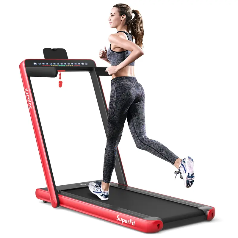2-in-1-Klapp-Laufband mit Doppelanzeige und 2,25-PS-Superfit-Untertisch-Elektropad