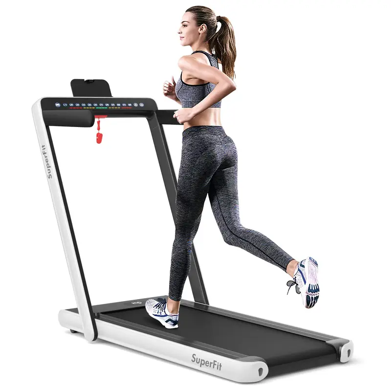 2-in-1-Klapp-Laufband mit Doppelanzeige und 2,25-PS-Superfit-Untertisch-Elektropad