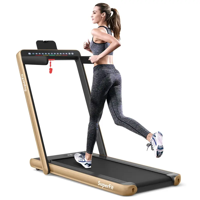 2-in-1-Klapp-Laufband mit Doppelanzeige und 2,25-PS-Superfit-Untertisch-Elektropad