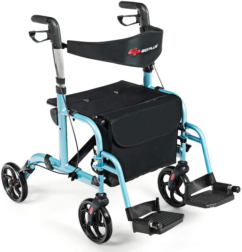 2-in-1-Klapp-Rollator mit 4 Rädern, medizinischer Rollator