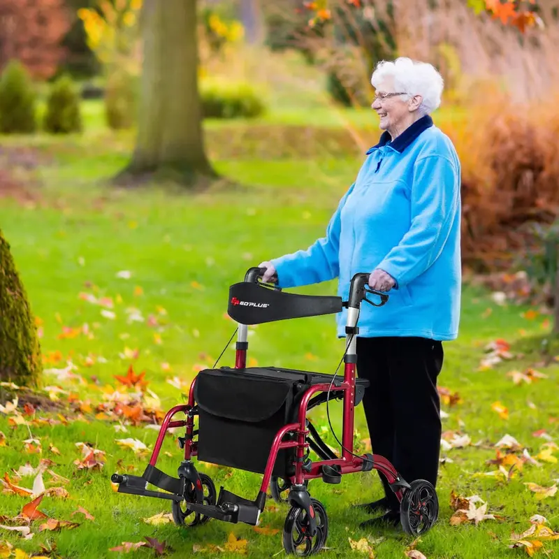 2-in-1-Klapp-Rollator mit 4 Rädern, medizinischer Rollator