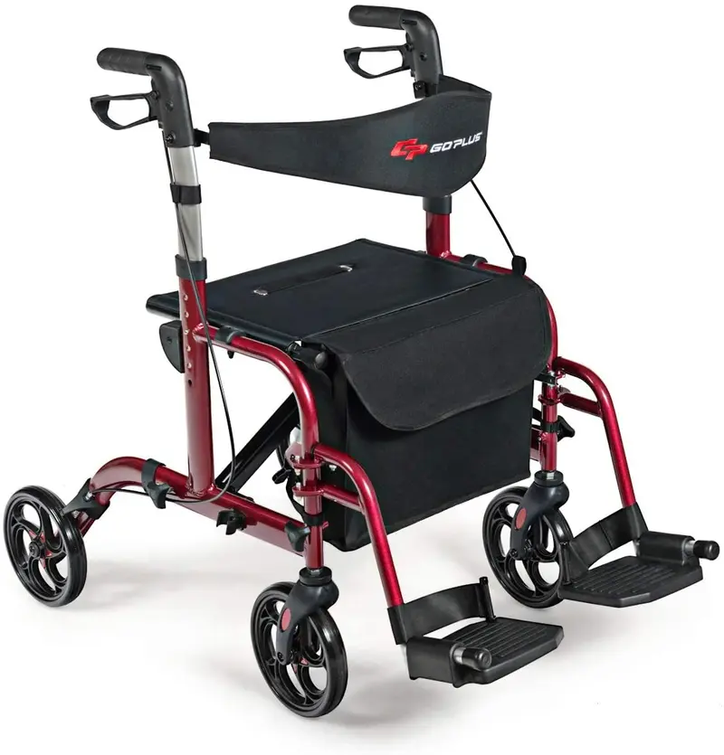 2-in-1-Klapp-Rollator mit 4 Rädern, medizinischer Rollator