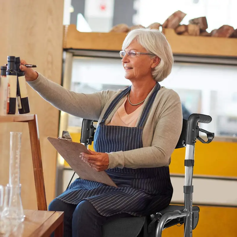2-in-1-Klapp-Rollator mit 4 Rädern, medizinischer Rollator