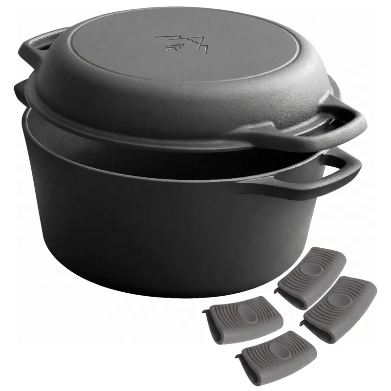 2-in-1 vorgewürzte Gusseisen-Dutch Oven mit Pfannendeckel-Kombination