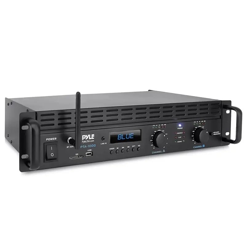 2-Kanal-Bluetooth-Leistungsverstärker – 2000 W, brückbar, für 19-Zoll-Rackmontage, professionelles Audio-System für Heim- und Entertainment-Anwendungen mit TRS-/XLR-Eingang, LCD-Display, Brückenschaltung und Kühlgebläse – Stereoempfänger