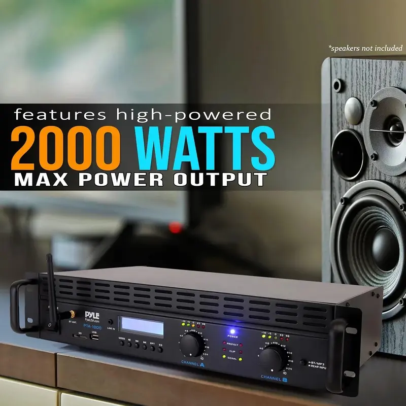 2-Kanal-Bluetooth-Leistungsverstärker – 2000 W, brückbar, für 19-Zoll-Rackmontage, professionelles Audio-System für Heim- und Entertainment-Anwendungen mit TRS-/XLR-Eingang, LCD-Display, Brückenschaltung und Kühlgebläse – Stereoempfänger
