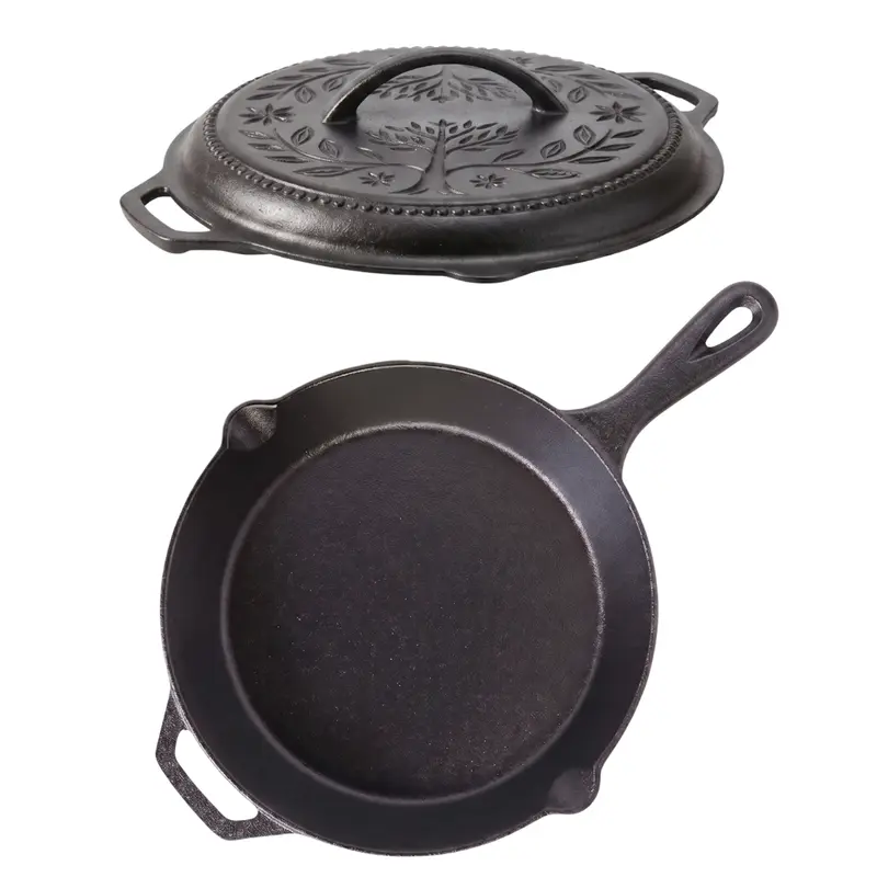 2-Quart-Bratpfanne aus Gusseisen mit Deckel und Silikon-Griffüberzügen
