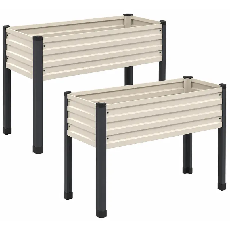 2-teiliges galvanisiertes erhöhtes Hochbeet mit Beinen, 122 x 46 x 76 cm 2