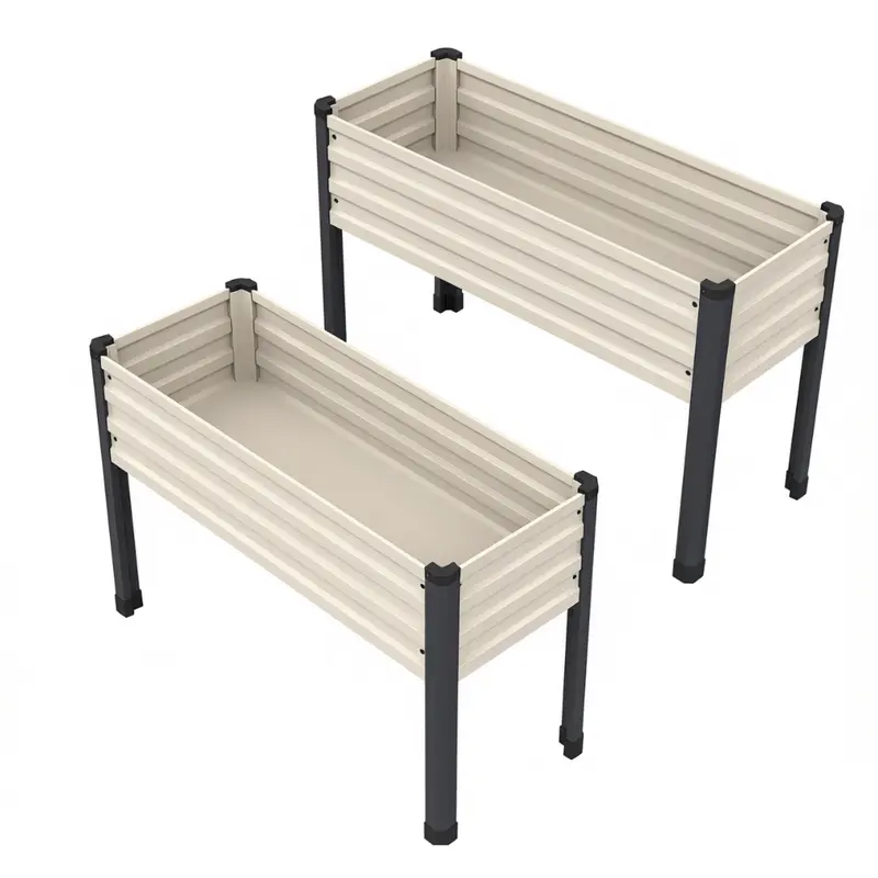 2-teiliges galvanisiertes erhöhtes Hochbeet mit Beinen, 122 x 46 x 76 cm