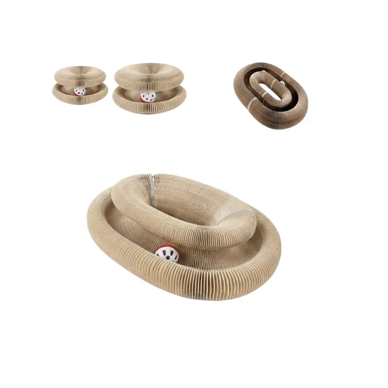 2-teiliges Katzenkratzspielzeug aus Wellpappe, Ziehharmonika-Form mit Ball 2