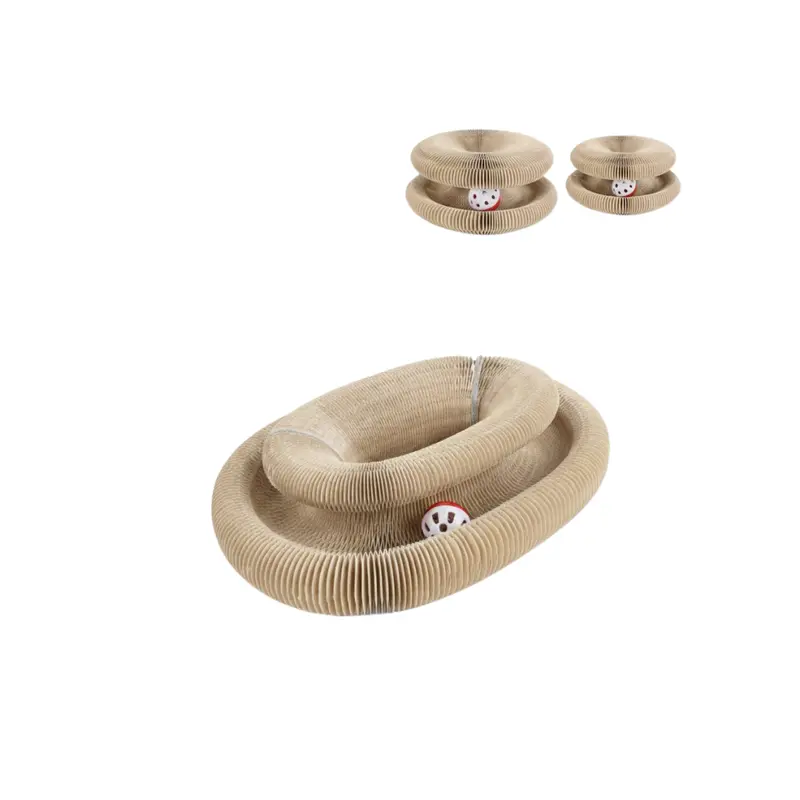 2-teiliges Katzenkratzspielzeug aus Wellpappe, Ziehharmonika-Form mit Ball