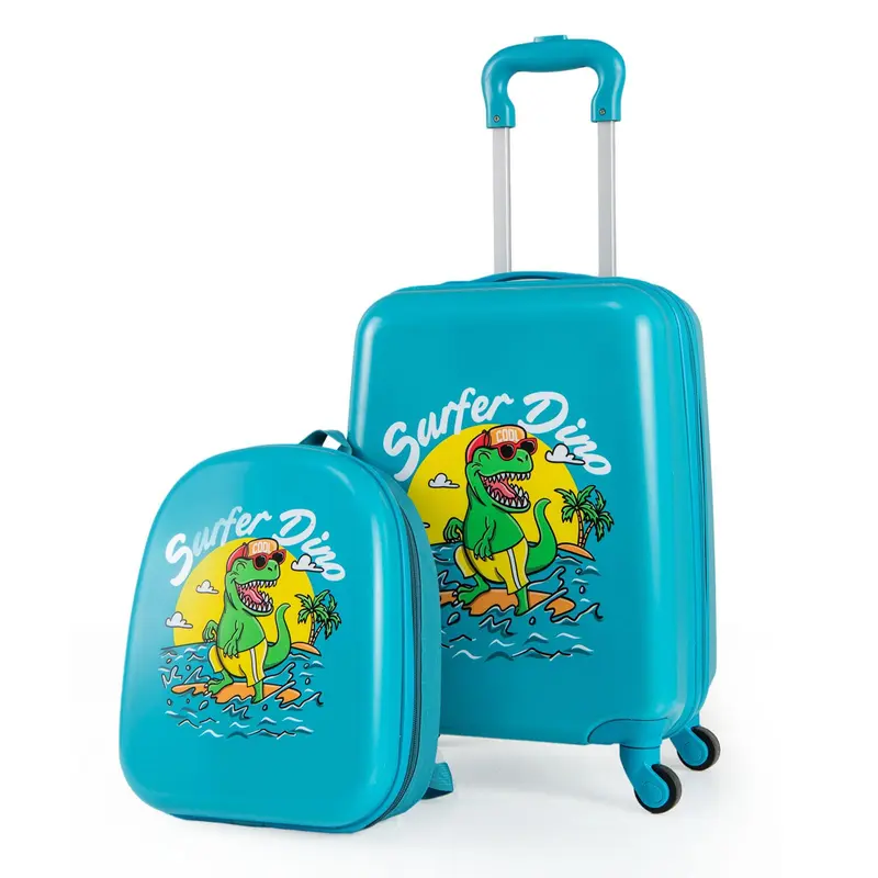 2-teiliges Kinder-Koffer-Set mit Spinner-Rädern für Jungen und Mädchen – Blau