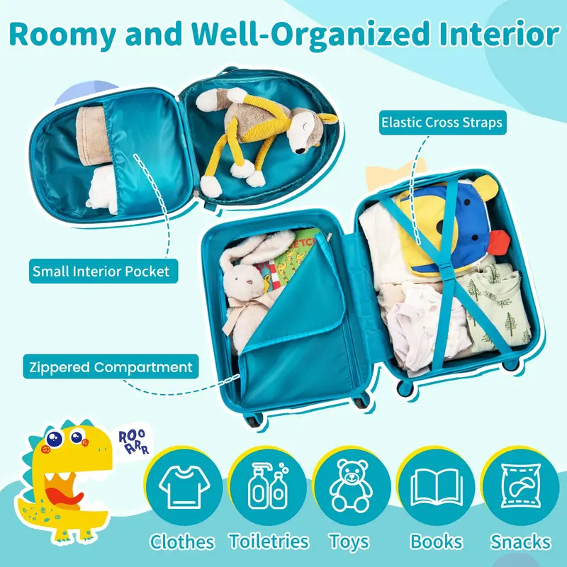 2-teiliges Kinder-Koffer-Set mit Spinner-Rädern für Jungen und Mädchen – Blau 2