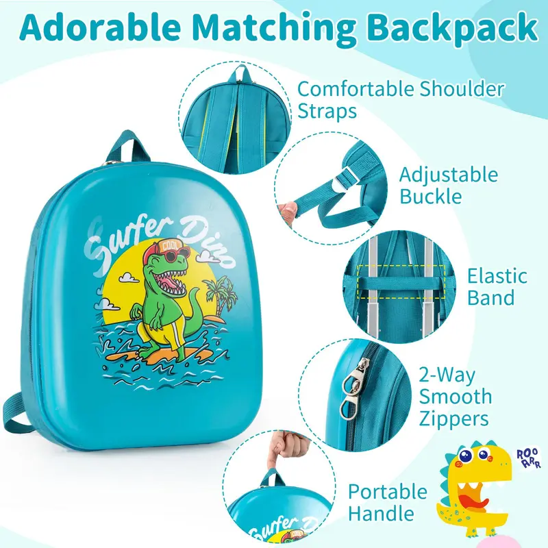 2-teiliges Kinder-Koffer-Set mit Spinner-Rädern für Jungen und Mädchen – Blau