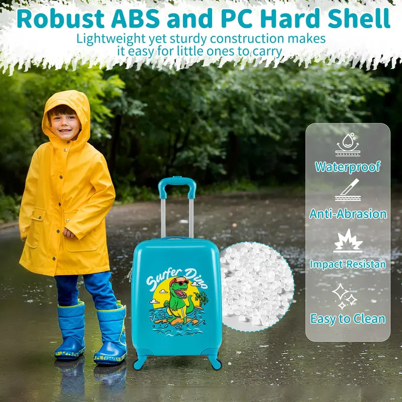 2-teiliges Kinder-Koffer-Set mit Spinner-Rädern für Jungen und Mädchen – Blau