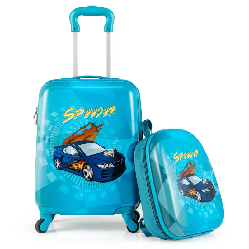 2-teiliges Kinder-Koffer-Set mit Spinner-Rädern für Jungen und Mädchen – Marineblau